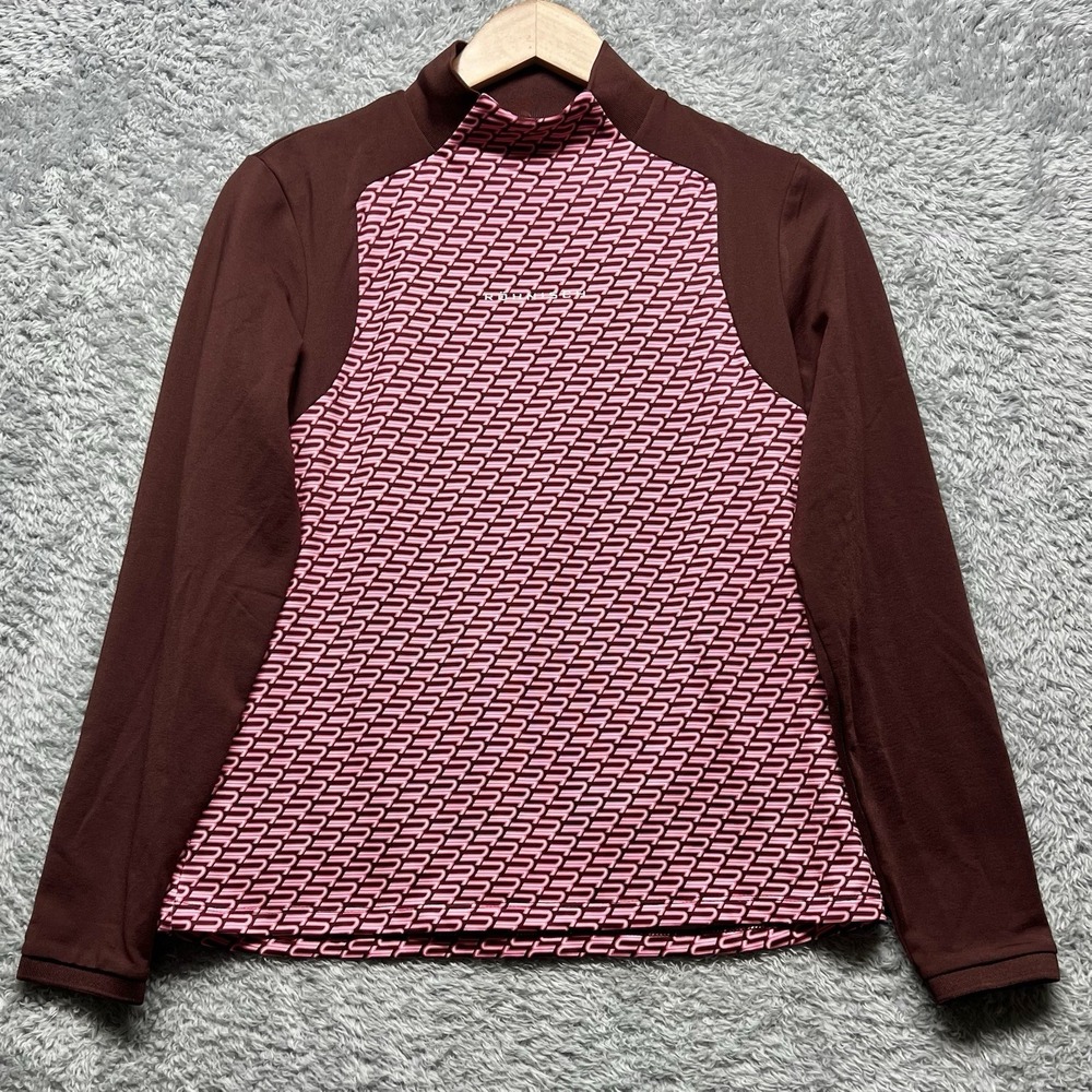 Rohnisch Top Women Medium Red Wine Ellie Performance Mock Neck Fitted Activewear